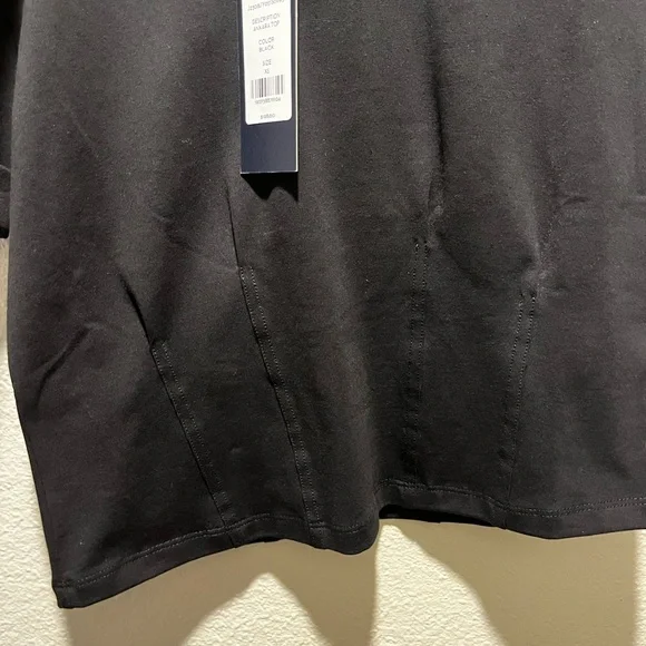 Veronica Beard Ankara Black Short Sleeve pleated waist Tee xs NWT - Picture 7 of 7